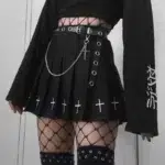 JUPE NOIRE PLISÉE EVASÉE FEMME GOTHIQUE