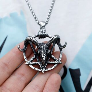 Diable Satan Crâne Titane Acier Hommes Colliers Pendentifs Gothique