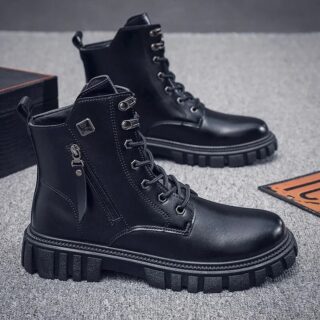 Bottines Noires Imitation Cuir Homme