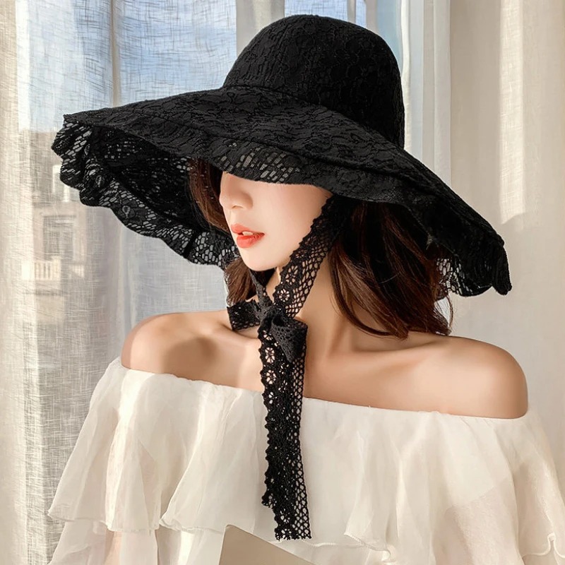 Chapeau De Sorcière Halloween En Dentelle Noire - Cosplay Et Déguisement - Taille Universelle Homme/Femme