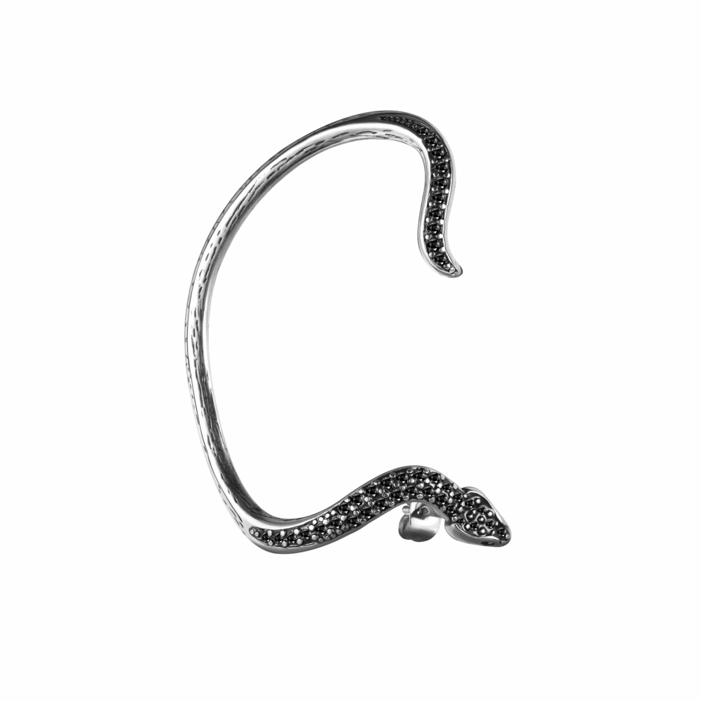 Boucles d’Oreilles Serpent Gothiques – Bijoux Pendants avec Cristaux 584 black right