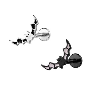 Piercing Labret Chauve-Souris Gothique – Bijou Acier Chirurgical Noir ou Argent